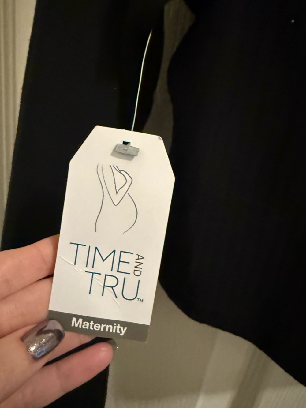 Time and Tru Black Ribbed Maternity Top - Picture 6 of 6